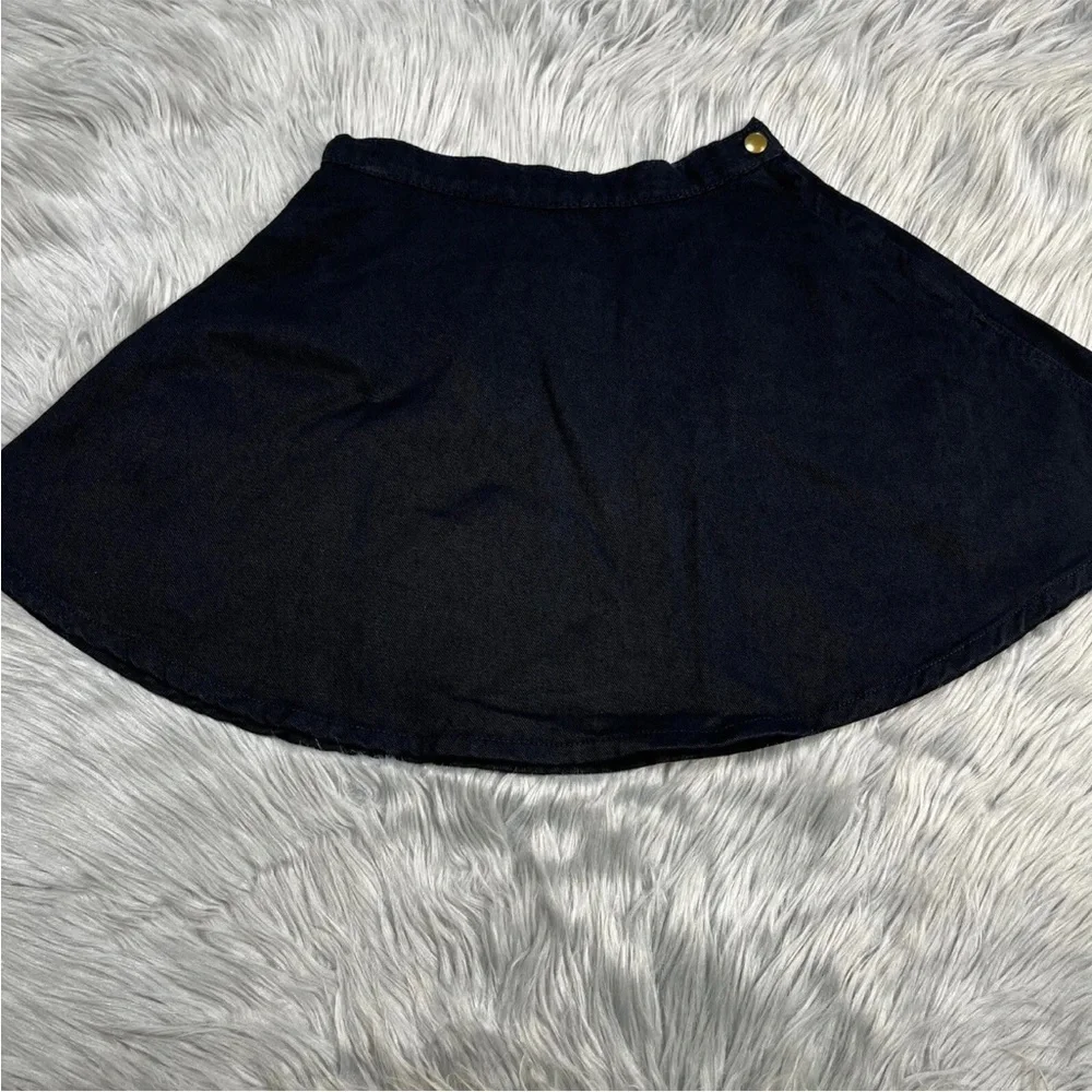 American Apparel Black Denim Mini Flare Skirt - Picture 2 of 8